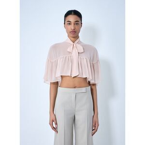 Max Mara Women Silk Chiffon Cropped Blouse